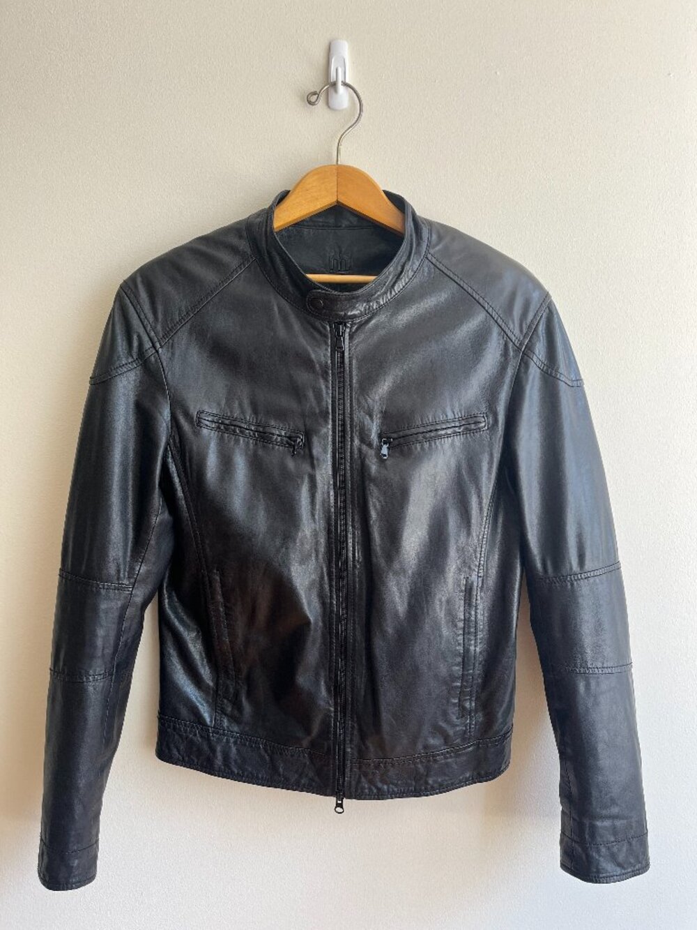 m0851 Women's Ultra-Slim Black Genuine Leather Moto Jacket Size M-8
